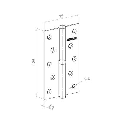 Петля съемная IN5430SR-BL BL правая (413/BL-5 125x75x2,5) мат. черный БЛИСТЕР