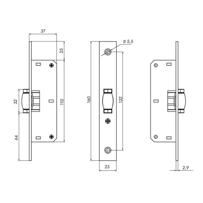 Защелка врезная METLR-155B ролик SN мат.никель