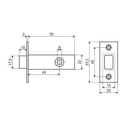 АЛЛЮР АРТ L45-8 CP хром торц.планка 25мм б/ручек Защёлка