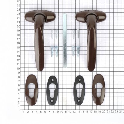 Ручка дверная dormakaba BREMEN на овальной розетке, светло-коричневый RAL 8017