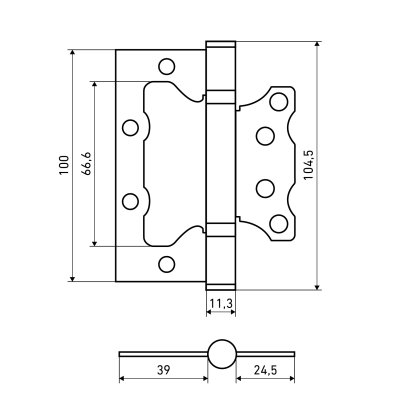 АЛЛЮР 100х75 2BB SCP КОРОБКА 2,5мм мат.хром Петля накладная без врезки 2 шт
