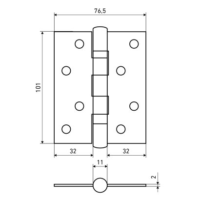 АЛЛЮР 2043 (101х76) 2BB-FHP SCP 2 подш. мат.хром Петля дверная 2 шт