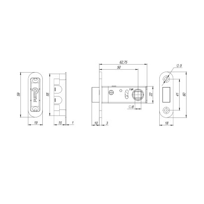 Защелка врезная магнитная ML50-8 CP-8 хром