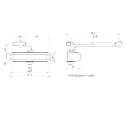 Доводчик дверной DCTR 50-100 DA AL алюминий
