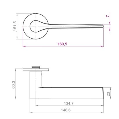 Ручка раздельная R.YM.CREME MWSC-33 итальянский тисненый