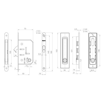 Защелка с ручками для раздвижных дверей SH.SLQ152.011 (Soft LINE SLQ-011) GR графит