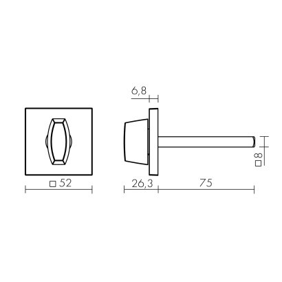 Ручка поворотная BKW8x75.K.TRG52 BL-24 черный 