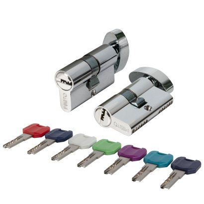 Цилиндровый механизм MaxPro7002Knob60mm(25+10+25) SSC сатин.хром 7key с вертушкой