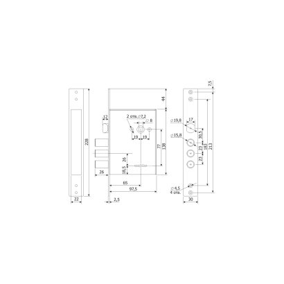 Замок дверной ГАРДИАН 30.11, сувальдный, длинный ключ, никелированный