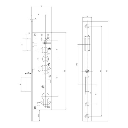 Замок дверной DOORLOCK DL301, цилиндровый, нержавеющая сталь
