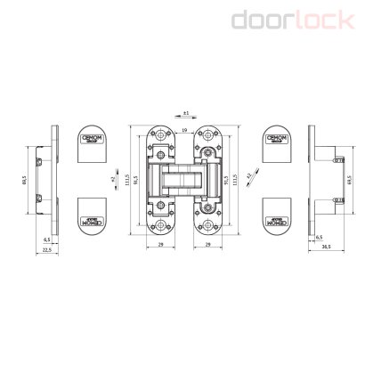 Дверная петля скрытая CEMOM ESTETIC 80/M 3D матовый хром