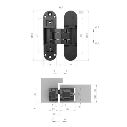 Петля скрытой установки U3D6002.TG AC медь 