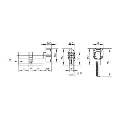 Цилиндровый механизм MaxPro7002Knob52mm(21+10+21) SN мат.никель 7key с вертушкой