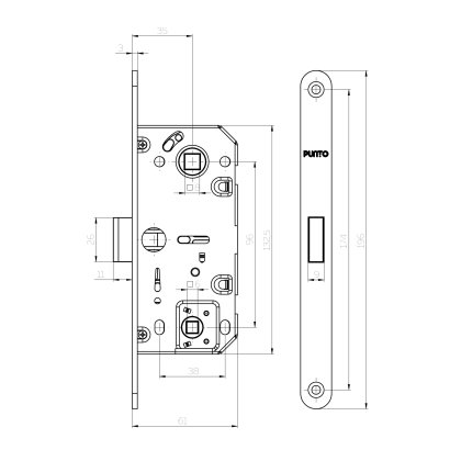 Защелка врезная магнитная ML96WC-35/IND AL алюминий