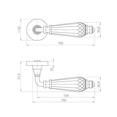 Ручка раздельная R.ART52.D.ELEGANT BPVD-77 вороненый никель
