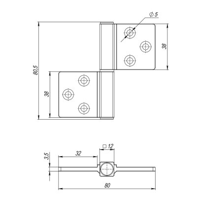 Петля универсальная флажковая FL.IN3800.US AC медь