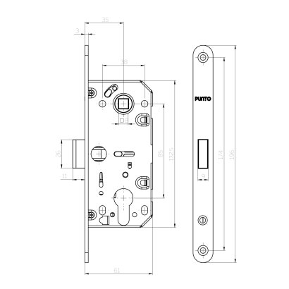 Корпус замка ML85-35/IND AL (алюминий)