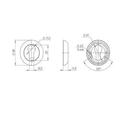 Накладка под цилиндр ET.R.JR54.IND BL-24 черный