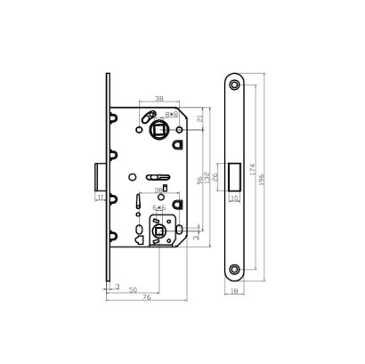 Замок дверной магнитный Doorlock DL452M/WC/50/96/18/SCr, межкомнатный, матовый хром