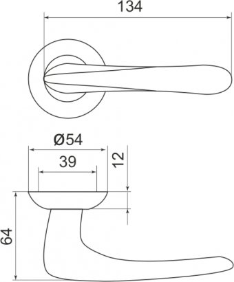 Ручка раздельная R.LD54.Pava (Pava LD42) AB/GP-7 бронза/золото