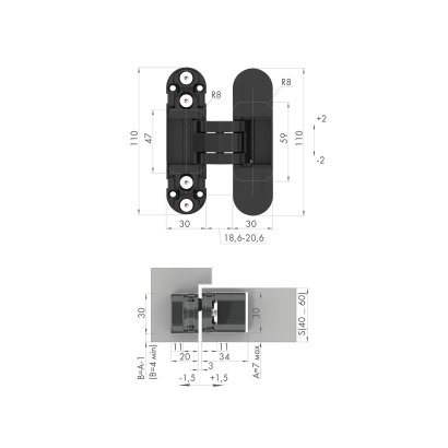 Петля скрытой установки U3D2000.TG FSG/2 флор. золото/2