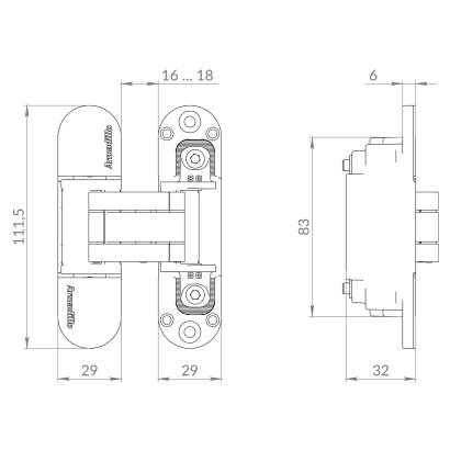 Петля скрытой установки U3D6002.TG FSG флор. золото