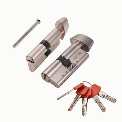 Цилиндровый механизм X-PRO5002 Knob 60 (25+10+25) SN-3 мат.никель короткий шток с вертушкой 5Key