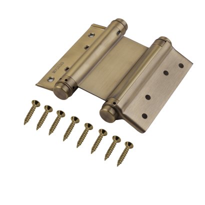 Пружинная двусторонняя (барная) петля DSH5 (125х86х1,5) INOX 201 AB бронза (блистер)