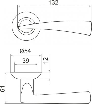 Ручка раздельная R.LD54.Columba (Columba LD80) SN/CP-3 матовый никель/хром