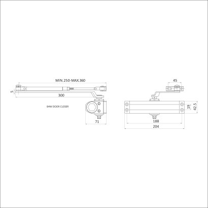 СТАНДАРТ Доводчик дверной MAX ДД 188/3-5 A-W (до 130 кг) белый RAL9016, морозостойкий