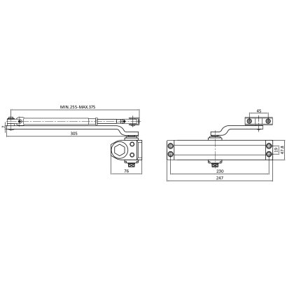 СТАНДАРТ Доводчик дверной MAX ДД 230/5-7 A-B (до 150 кг) черный RAL9005, морозостойкий