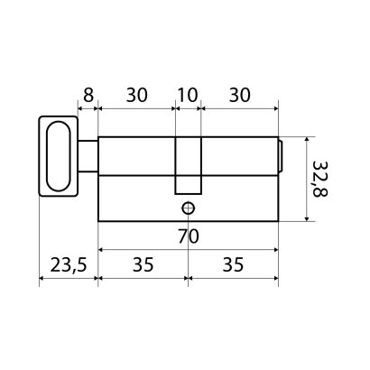 Стандарт MAX 70 (35х35В) BL 5кл мат.черный перф.ключ/верт. Цилиндровый механизм