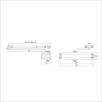 СТАНДАРТ Доводчик дверной MAX ДД 230/5-7 A-S (до 150 кг) серебро RAL9006, морозостойкий