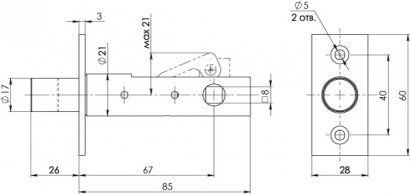 Задвижка врезная DB-PRO.867 (DB 867) CP (хром) 67мм