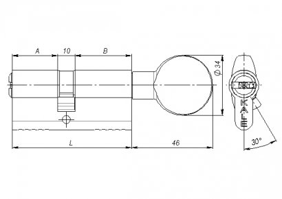 Цилиндровый механизм с вертушкой 164 SM/62 (26+10+26) mm никель 5 кл.