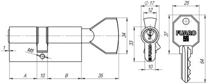 Цилиндровый механизм (100 CM/80) 1000CMKnob80(35+10+35) CP хром 3Key с вертушкой