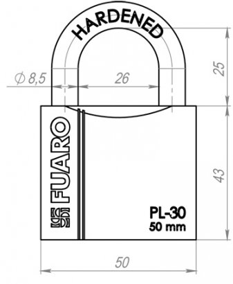 Замок навесной PL-PROTEC-3050 3key (PL-3050) англ. /блистер