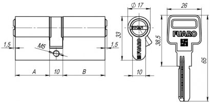 Цилиндровый механизм R600/80 mm-BL (35+10+35) PB латунь 5 кл. БЛИСТЕР