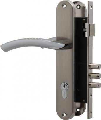 Замок цилиндровый с в комплекте с ручкой LOCKSET.9013 (SET F9011) SN/CP мат.никель