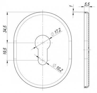 Накладка на цилиндр ESC.C.SF/OV.473 (ESC 473) SN мат.никель