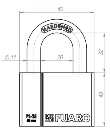 Замок навесной PL-PROTEC-2560 4 fin key (PL-2560) фин. /блистер