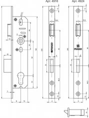 Корпус узкопрофильного замка с защелкой PROF4916-40/92 CP хром