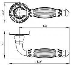 Ручка раздельная R.CL55.Bella (Bella CL2) OB-13 античная бронза