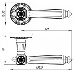 Ручка раздельная R.CL55.Matador (Matador CL4) OB-13 античная бронза