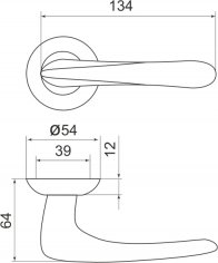 Ручка раздельная R.LD54.Pava (Pava LD42) CP-8 хром TECH