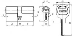 Цилиндровый механизм A200/60 mm (25+10+25) PB латунь 5 кл.