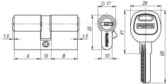 Цилиндровый механизм (A200/70) A2000Key70(30+10+30) SN никель