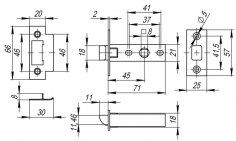 Защелка врезная PLASTP12-45-25 SN мат.никель