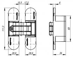 Петля скрытой установки U3D6000 SC (11160UN3D) мат. хром