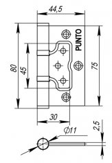 Петля универсальная без врезки IN3200W CP (200-2B 75x2,5) хром